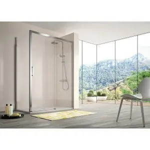 Mampara frontal de ducha fijo + puerta corredera 400 con opcion de lateral - Kassandra