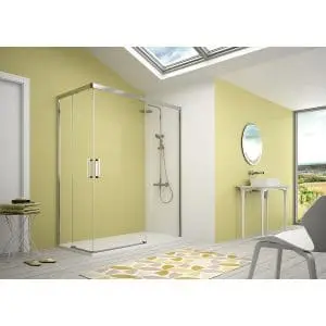 Mampara angular de ducha 2 fijos + 2 puertas correderas - S400 (CU607+CU607) - Kassandra