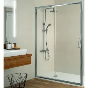 Mampara frontal de ducha fijo + puerta corredera - Bella - Kassandra Mampara frontal de ducha fijo + puerta corredera - Bella - Kassandra
