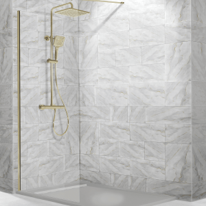 Panel fijo de ducha Perfil Oro Cepillado vidrio transparente Fresh FR633 - Fresh - Kassandra