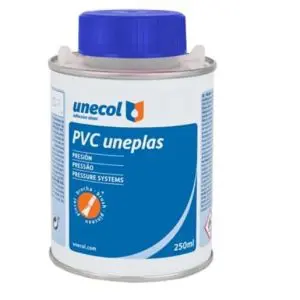Bote pegamento pasta Uneplas 250ml con pincel para PVC - 2181000002 - Unecol