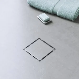 Kit para plato de obra con sumidero Ruber con sifón de 50 mm y rejilla EVOLUX MICROCEMENTO INOX 11,6X11,6 - EVOLUX -IE47008 - Estil Gurú